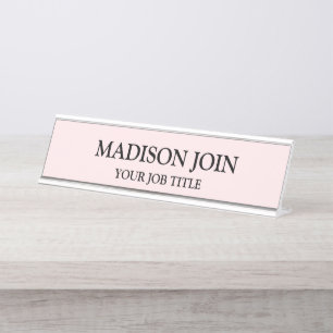 Modern Chambray pink Office Desk Name Plate