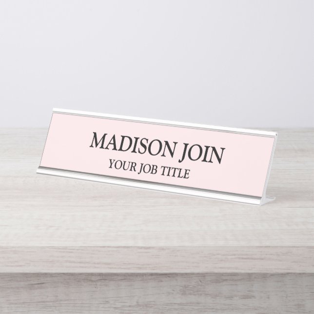 Modern Chambray pink Office Desk Name Plate (Front)