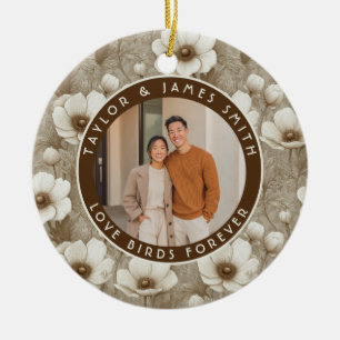 Modern Champagne Anemones Charm Beach Wedding Ceramic Tree Decoration