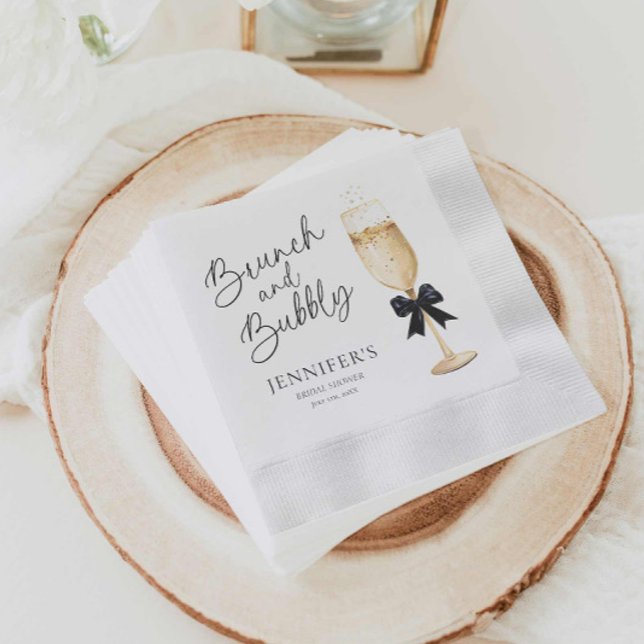Modern Champagne Bridal Shower Napkin (Elegant Brunch and Bubbly Bridal Shower napkins)