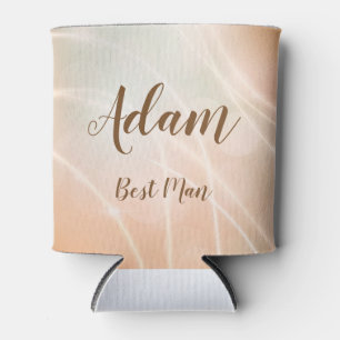 Modern Champagne Colour Bokeh Light & Typography Can Cooler