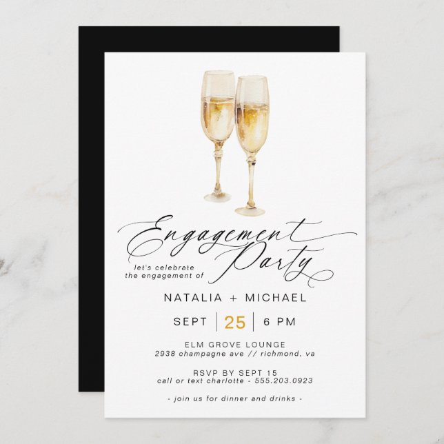 Modern Champagne | Cute Casual Engagement Party Invitation (Front/Back)