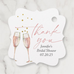 modern champagne glass bridal shower favour tags