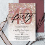 Modern Champagne Glitter 40th Birthday Invitation<br><div class="desc">Invite family and friends to celebrate 40th Birthday with these chic trendy invitations. Design featuring champagne sparkly glitter texture,  fortyy in trendy handwritten script in black and rose gold colour. Personalise with your details in block capital lettering.</div>