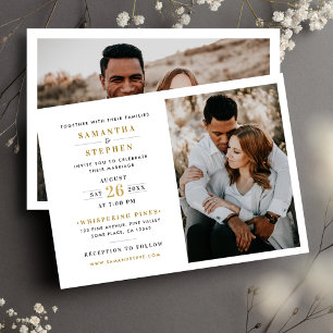 Modern Champagne Gold Photo Wedding Invitation