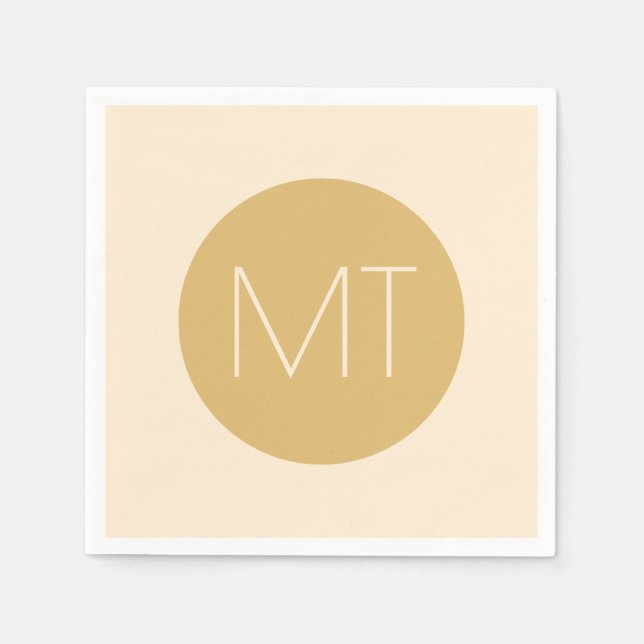 Modern Champagne Tonal Initials Wedding Napkin (Front)