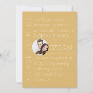 Modern Champagne Tonal Wedding, photo Invitation
