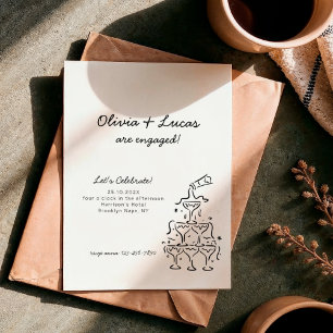 Modern Champagne Tower Engagement Party Invitation