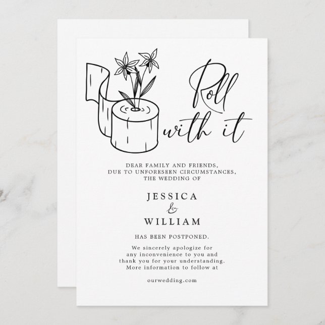 Modern Change of Date Postponed Cancelled Event Invitation (Front/Back)