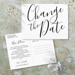 Modern Change the Date Postponed Event Announcement Postcard