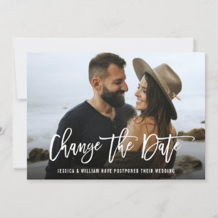 Modern Change the Date Postponed PHOTO Wedding Invitation