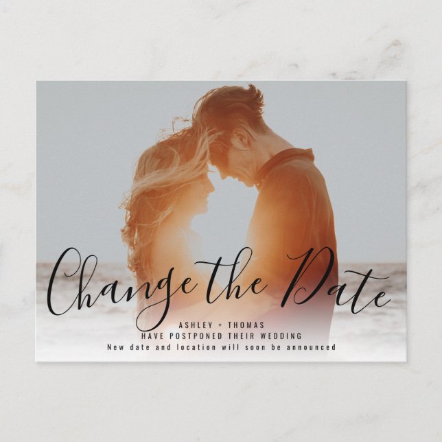 Modern Change the date | Upload your photo Postcard (Front)