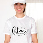 Modern Chaos Coordinator Wedding Planner T-Shirt<br><div class="desc">Embrace the organised chaos with our Modern Chaos Coordinator Wedding Planner T-Shirt. In sleek black and white, this design is perfect for the maid of honour or any event planner extraordinaire. Add a touch of sweetness with a hint of pink, celebrating their invaluable role in orchestrating the perfect day. It's...</div>