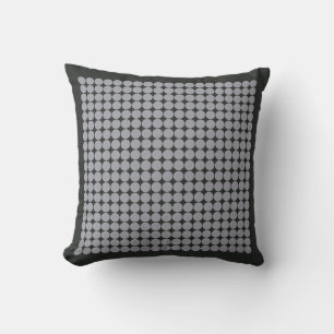 Modern Charcoal and Grey Retro Polka Dot Geometric Cushion