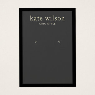 Modern Charcoal Black Border Earring Display Card