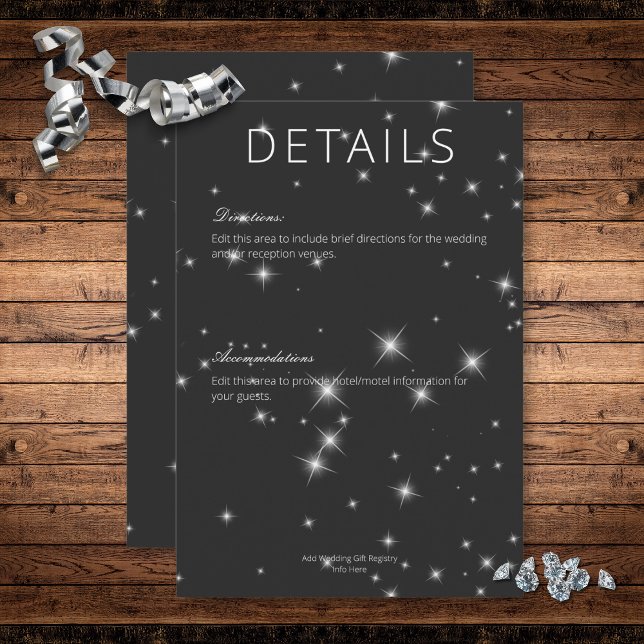 Modern Charcoal Black Winter Sparkle Details Enclosure Card (Modern Charcoal Black Winter Sparkle Details Enclosure Card)