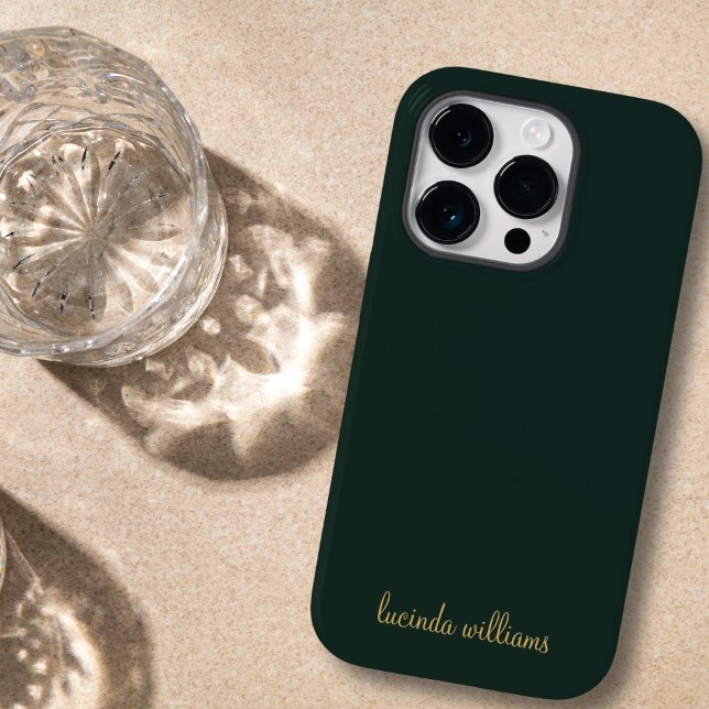 Modern Charcoal & Chic Gold Script Name Monogram Case-Mate iPhone Case (Creator Uploaded)