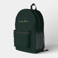 Modern Charcoal Green & Gold Script Monogram