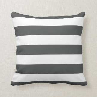 Modern Charcoal Grey and White Stripes Cushion