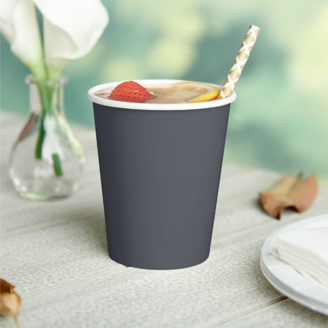 Modern Charcoal Grey  Plain Solid Colour Paper Cups (Insitu)