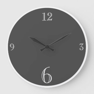 Modern  Charcoal Grey Solid colour Basic minimalis Large Clock