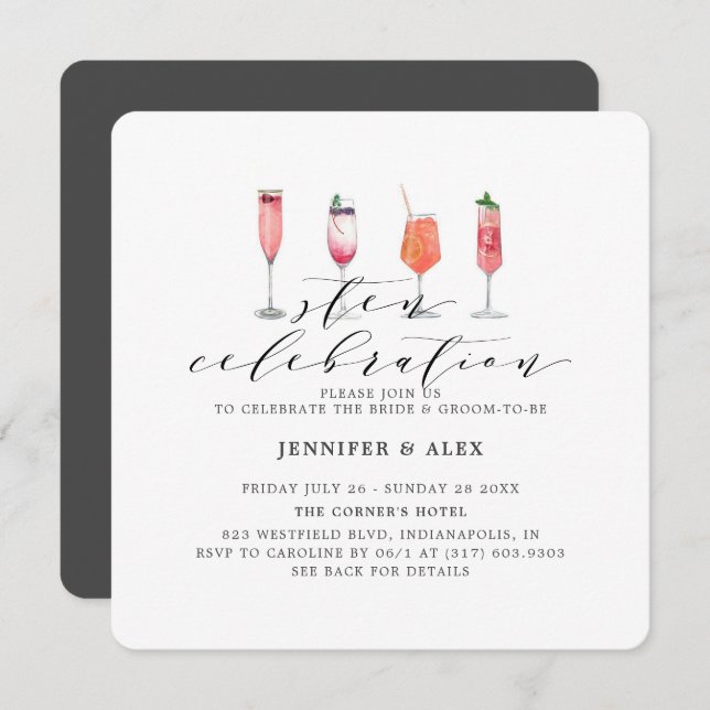 Modern Charcoal Grey Sten Celebration Invitation (Front/Back)