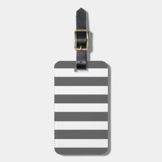 Modern Charcoal Grey White Stripes Pattern Luggage Tag