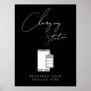modern charging station wedding sign
