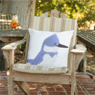 Modern charming belted kingfisher cushion