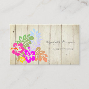 Modern Charming,Hawaii Hibiskus ,Wood Texture Business Card