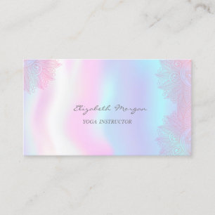 Modern  Charming,Lace,Holographic Yoga Business Card