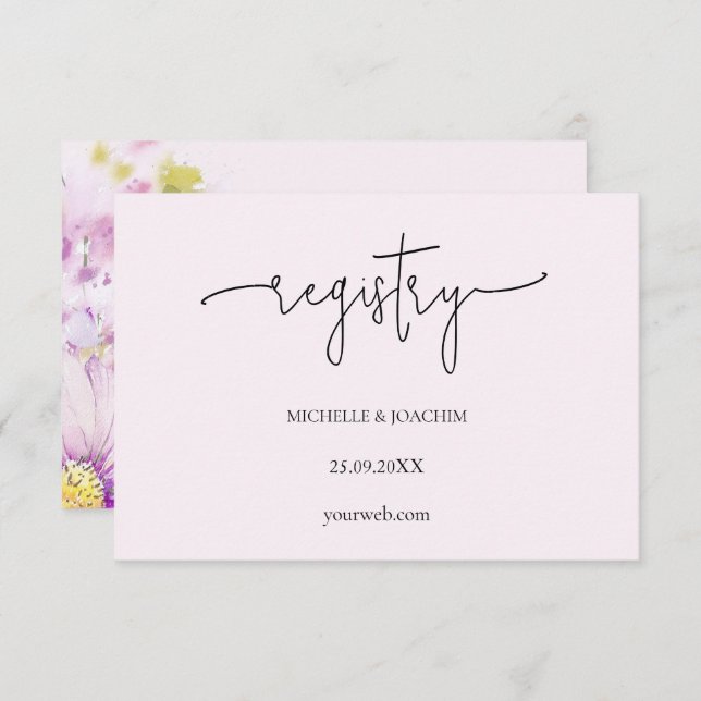 Modern Charming Soft Pink Lilac Floral Enclosure Card (Front/Back)