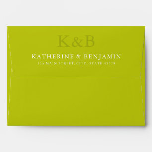 Modern Chartreuse Monogram Minimalist Wedding Envelope