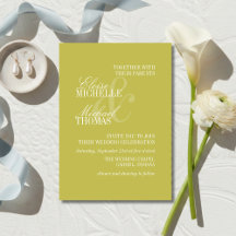 Modern Chartreuse Script Formal Wedding