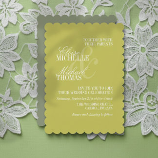 Modern Chartreuse Script Formal Wedding Invitation