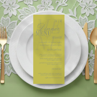 Modern Chartreuse Script Formal Wedding Menu