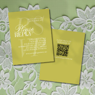 Modern Chartreuse Script QR Code Formal Wedding  RSVP Card