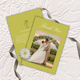 Modern Chartreuse Script Wedding Thank You Card