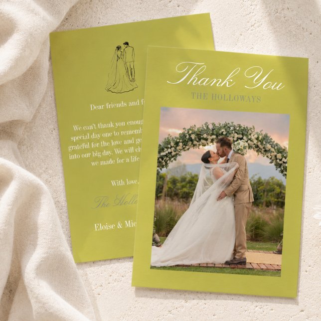 Modern Chartreuse Script Wedding Thank You Card (Modern Chartreuse Script Wedding Thank You Card
)
