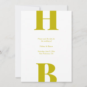 Modern Chartreuse Typography Monogram Wedding Save The Date