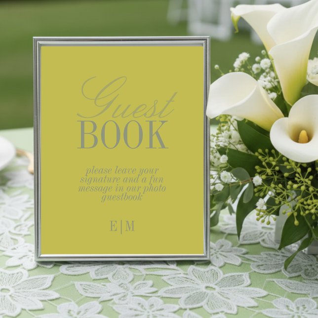 Modern Chartreuse Wedding Guest Book Paper Sign (Modern Chartreuse Wedding Guest Book Paper Sign)