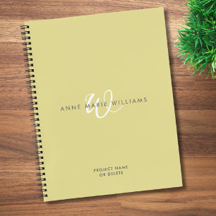 Modern Chartreuse White Script Monogram Notebook