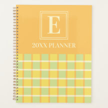 Modern Checker Green Yellow Orange Custom Monogram