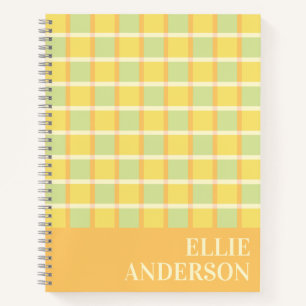 Modern Checker Green Yellow Orange Personalized Notebook