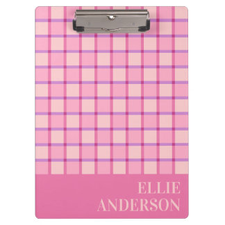 Modern Checker Pastel Pink Purple Custom Clipboard