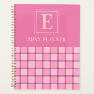 Modern Checker Pink Purple Custom Monogram Planner