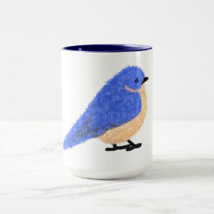 Modern cheerful bluebird mug
