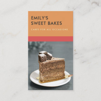 MODERN CHEERFUL BOLD RED ORANGE BAKERY CHEF PHOTO BUSINESS CARD