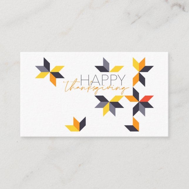 Modern, cheerful design of Happy Thanksgiving Place Card (Front)