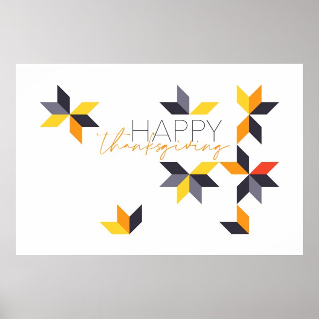 Modern, cheerful design of Happy Thanksgiving Poster (Front)